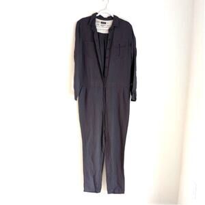 Freitag E154 Female Purple Linen/Modal Overall Long Sleeve Button Jumpsuit, sz M